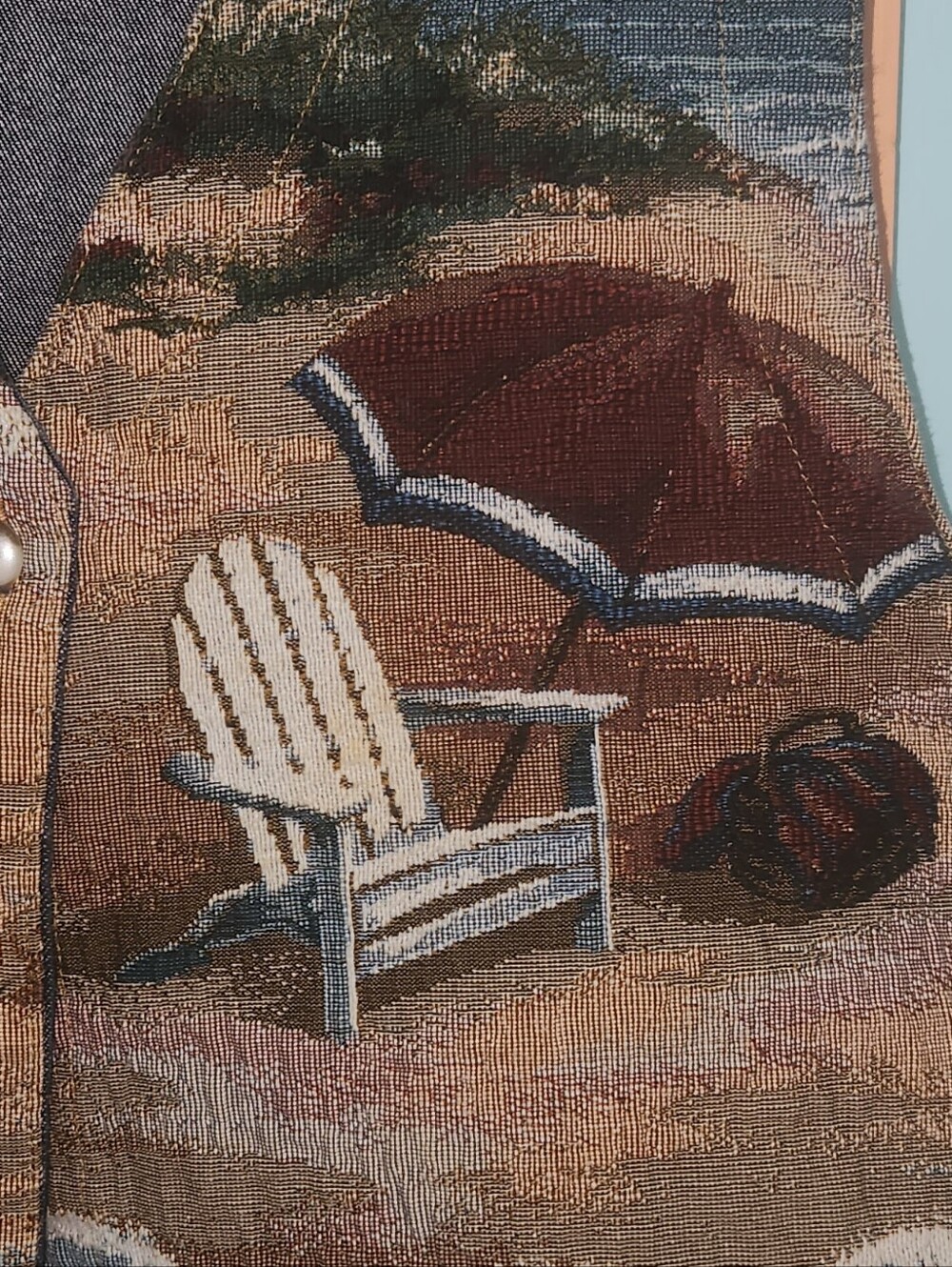 Vintage Orvis Women's Tapestry Cape Cod Vest Women's Beach Summer - Picture 6 of 9